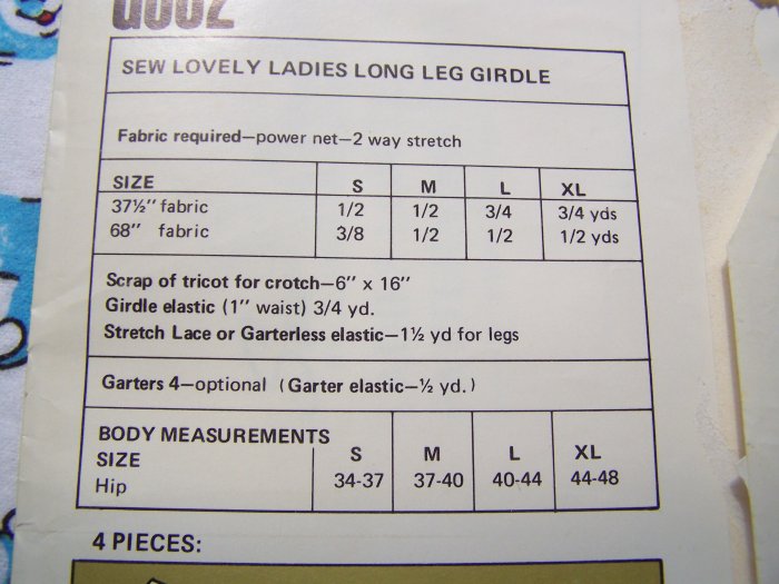 Vintage Sewing Pattern Misses Long Leg Girdle S M L XL Shaper Sew
