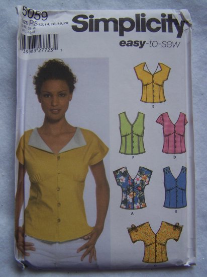 1 Cent USA S&H Simplicity Sewing Pattern 5059 Misses Summer Shirts 12 14 16 18 20