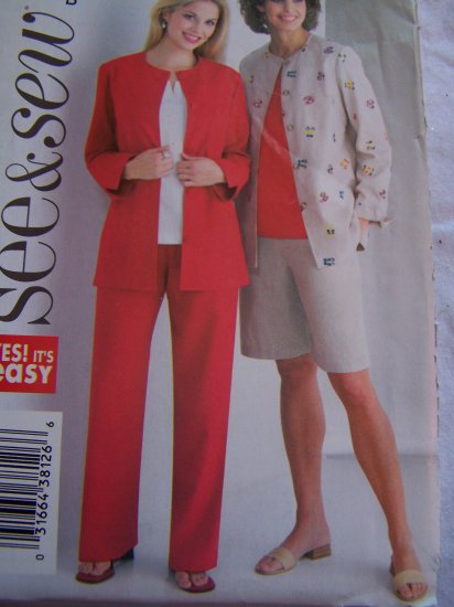 Butterick Sewing Pattern 4165 Misses 14 16 18 Suit Set Jacket Top Shorts Pants
