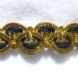 Vintage Victorian Lace Gimp Trim Black Velvet & Gold Metallic 2 + yards  x 5/8"