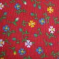 Vintage Cotton Fabric Burnt Red Ground Tiny Flowers White Yellow Light Blue 1 1/2 Yards