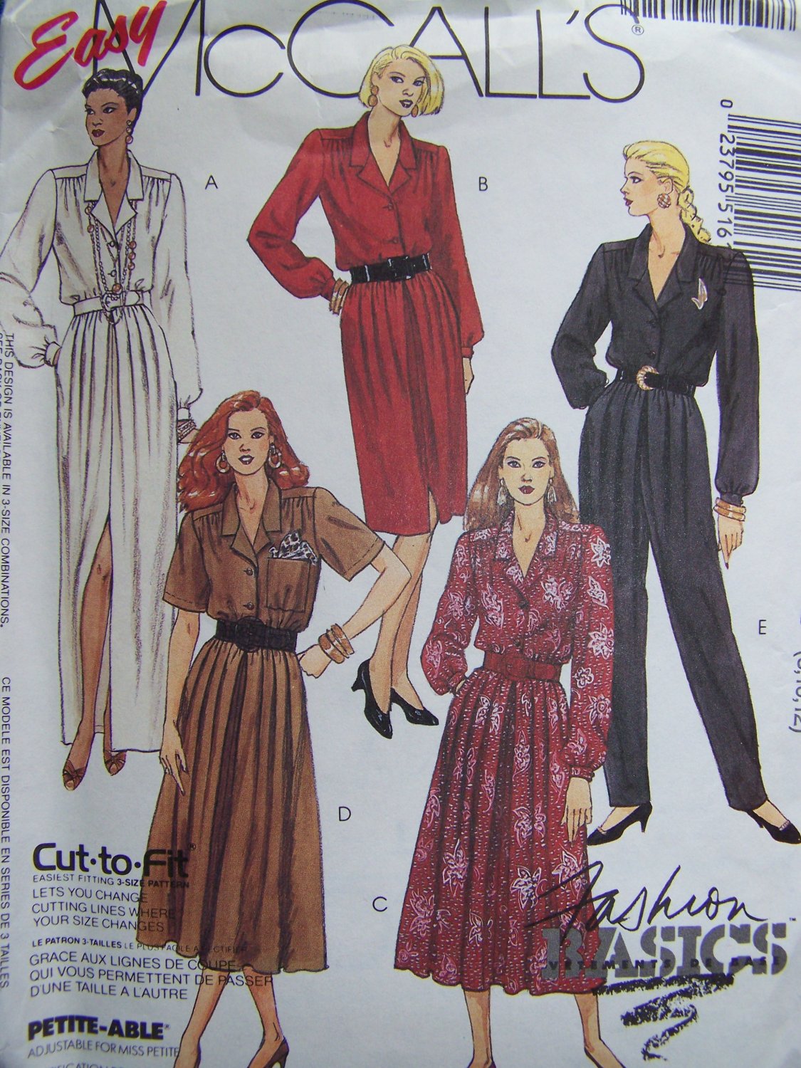Uncut Misses 8 10 12 Sewing Pattern 5161 Shirt Waist Dresses Pleated Jumpsuit