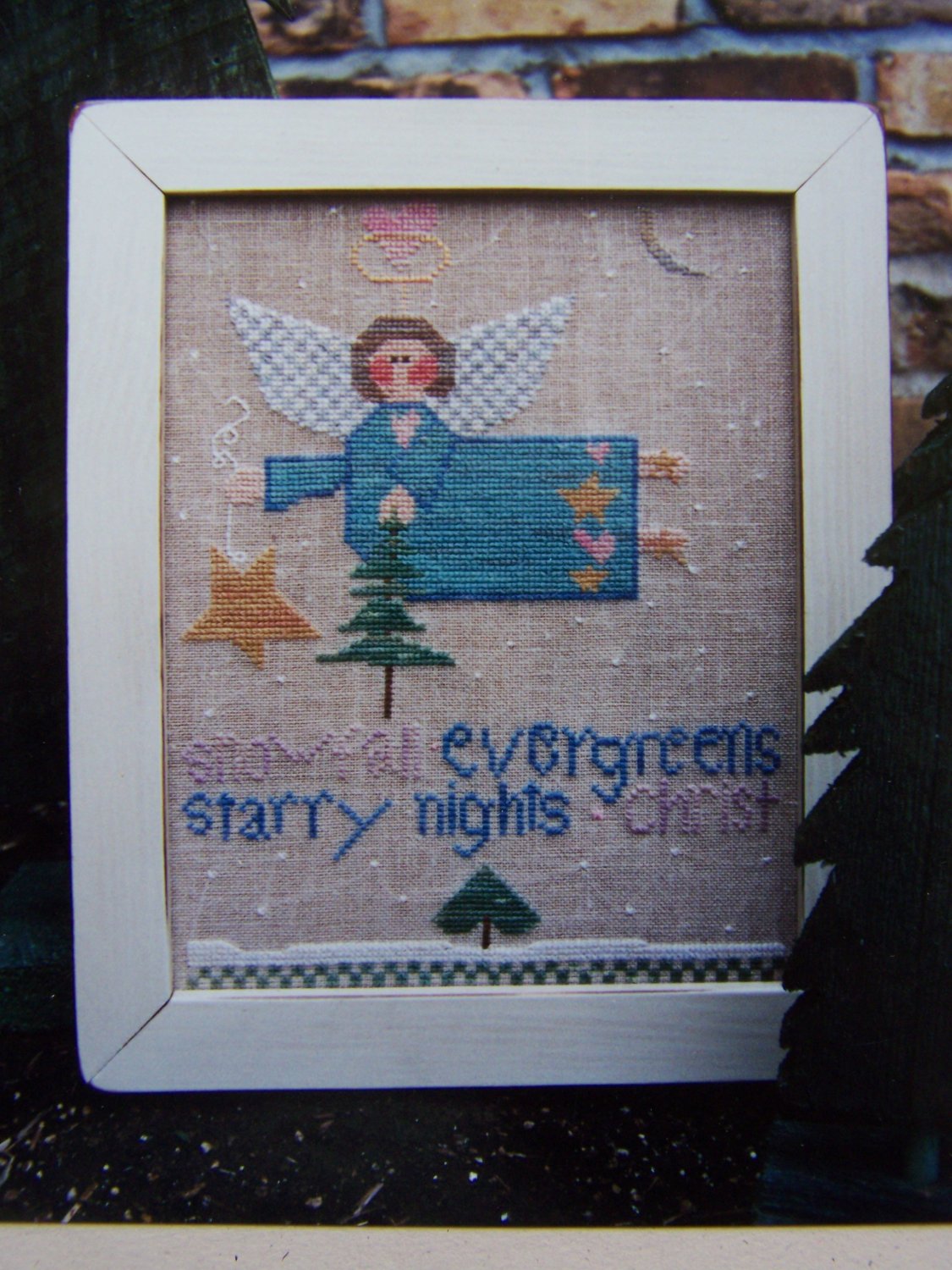 Primitive Folk Art Cross Stitch Pattern Winter Angel Fanci That 72