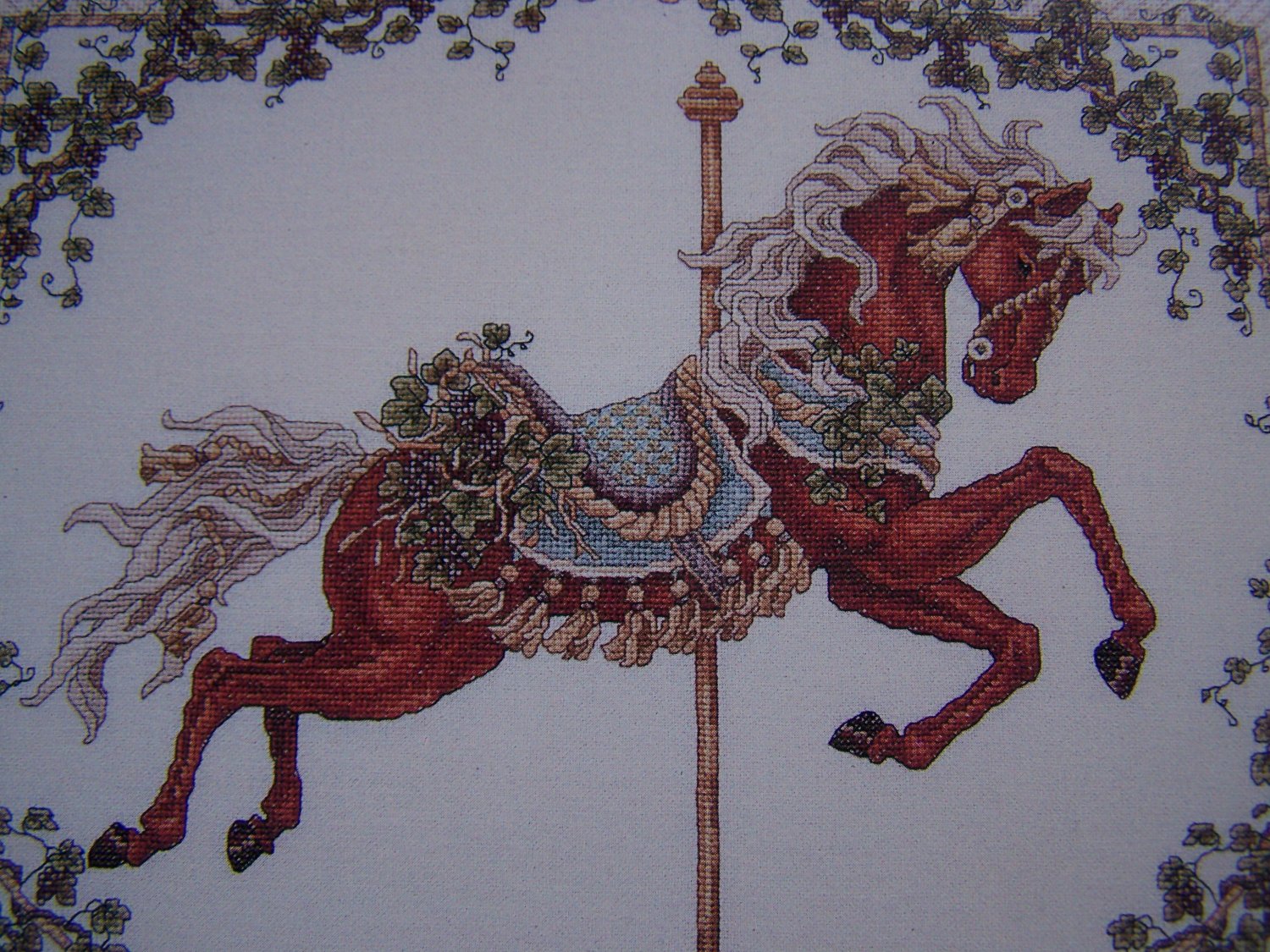 Vintage Fall Cross Stitch Carousel Horse Pattern Chart Teresa Wentzler