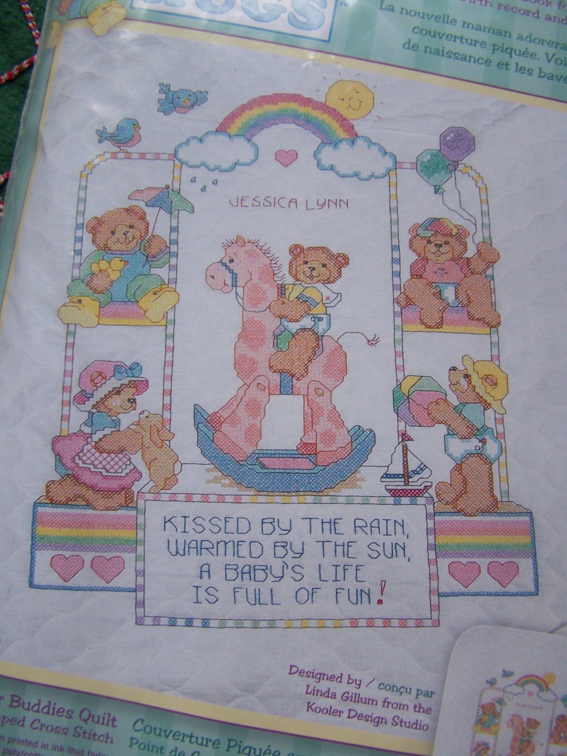 New Dimensions Baby Hugs Bear Buddies Stamped Cross Stitch Quilt Kit 72817