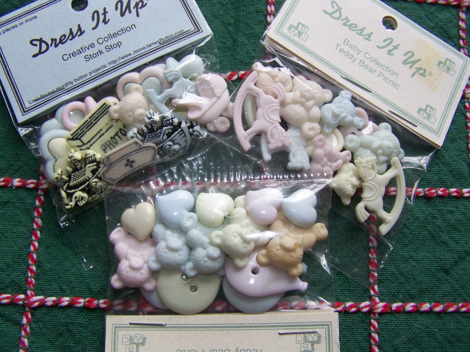 SALE 3 New Packages Dress IT Up Baby Buttons Flatbacks Shank Scrapbooking Crafts Lot