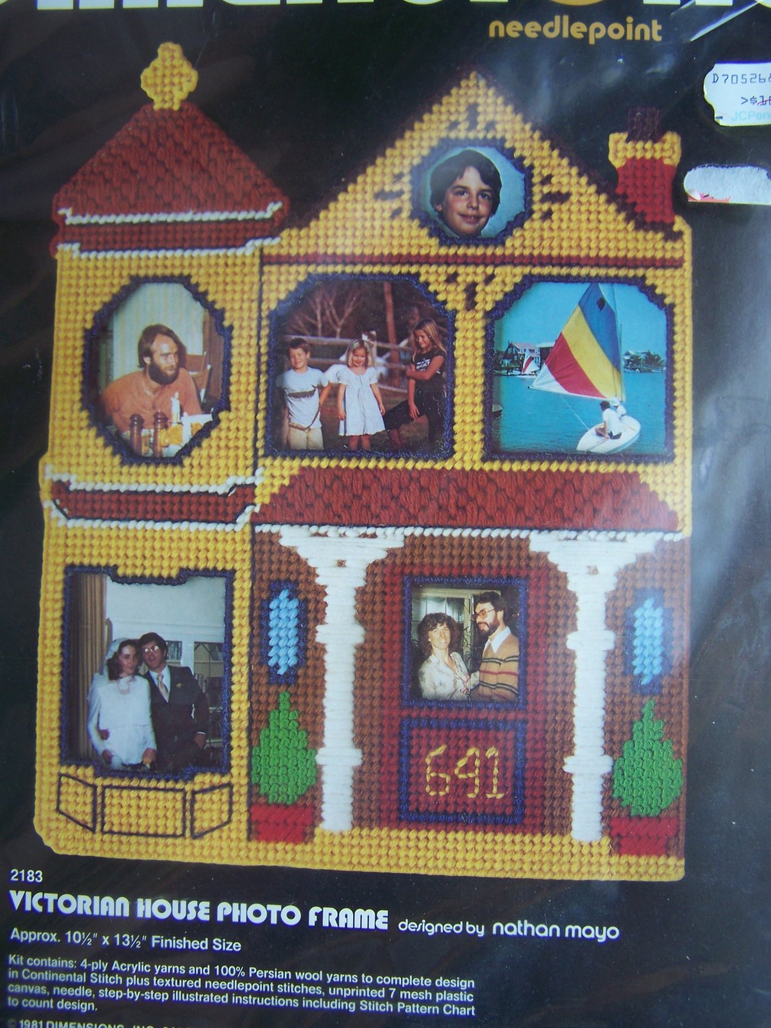 New Dimensions Victorian House Photo Holder Plastic Canvas Needlepoint