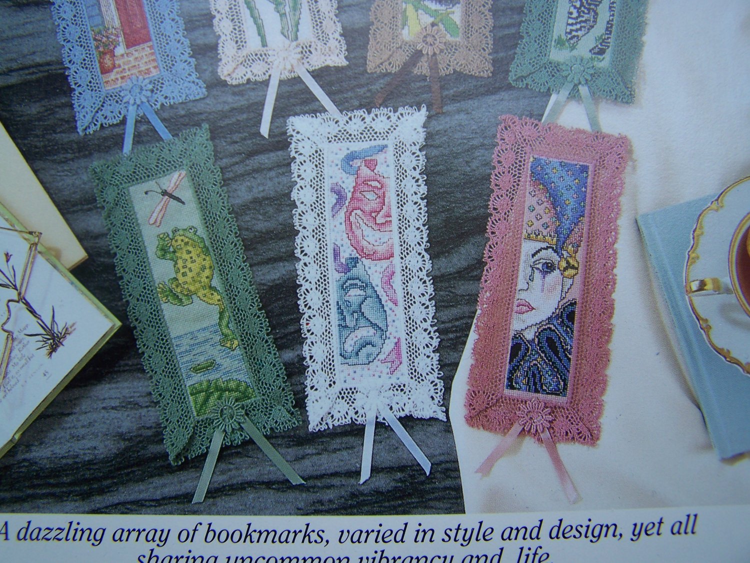 Cross Stitch Patterns Color Charts 12 Bookmarks Plus 2 Aida Cloth Lacy