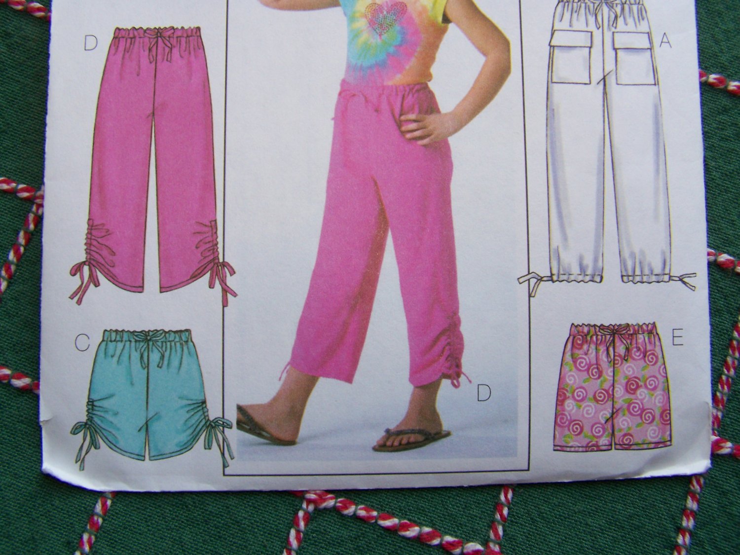 New Girls 7 8 10 Elastic Waist Capri Pants Shorts Drawstring Hem Style