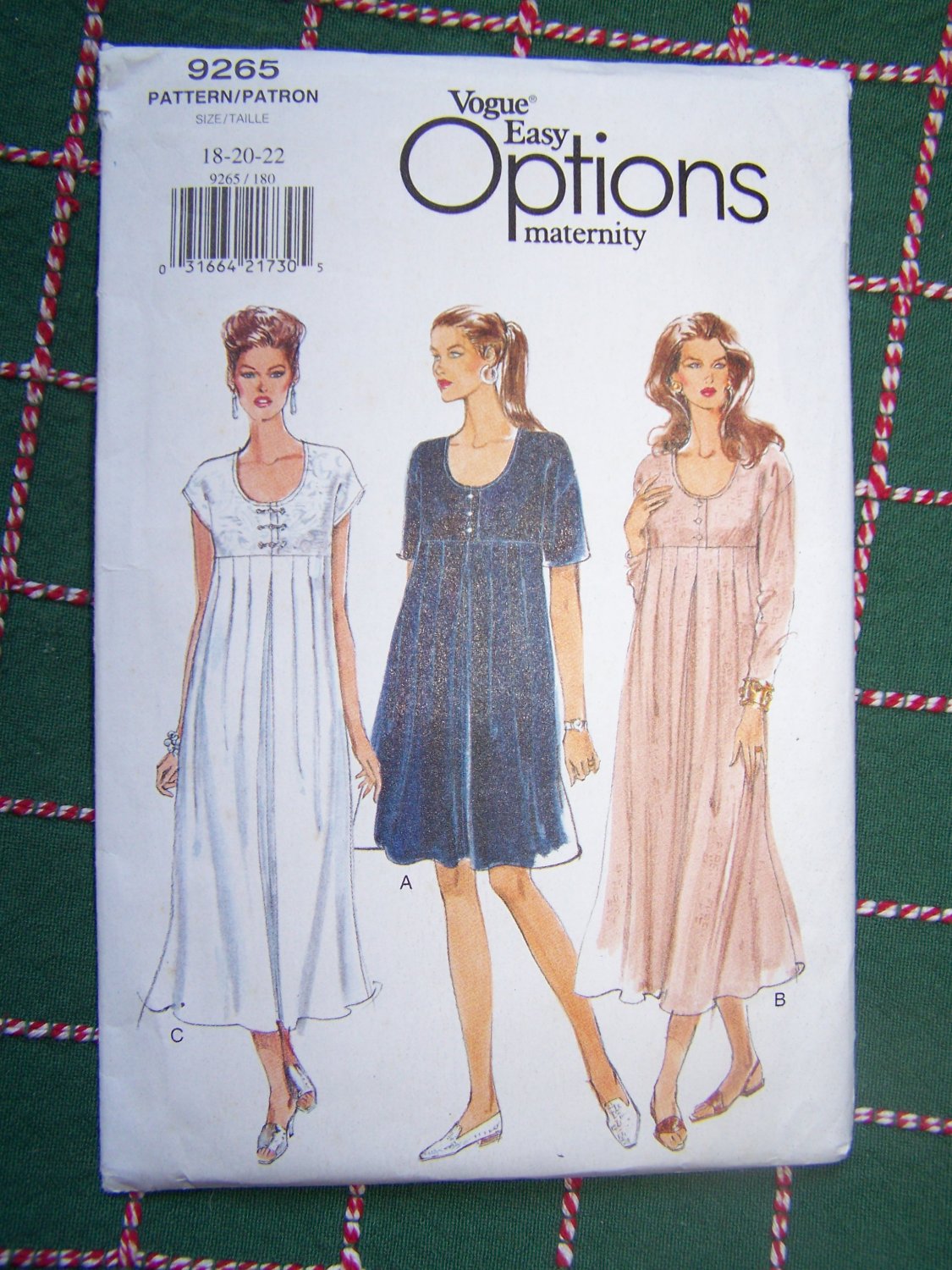 Easy Vogue Misses Maternity Dress Sewing Pattern 9265 Plus Size 18 20 22