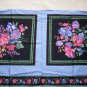 New Joan Messmore Cotton Floral Fabric Pillow Panel on Black