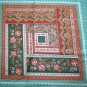 New Log Cabin Floral Fabric Pillow Panel Seafoam Green Rust White