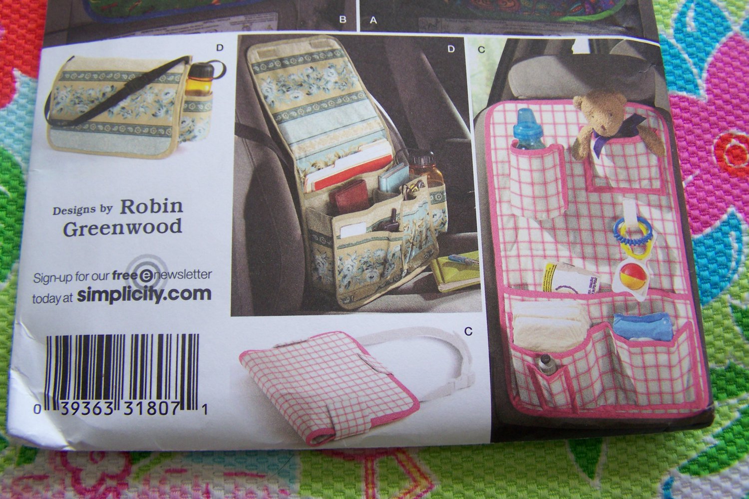 New Simplicity Sewing Pattern 2916 Car Organizer Set Vacation Travel