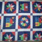 Vintage Blue Cotton Fabric Cheater Country Quilt Calico Blocks By the Yard