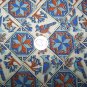 3 yards Vintage Country Bluebird Cotton Fabric Brown Blue Geometric Colonial Birds
