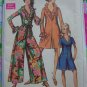 Uncut Vintage Womens Pantdress Sewing Pattern 7956 Shorts Romper Ruffled V Collar Wide Legs