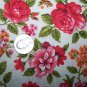 2 Yards Vintage Barkcloth Cotton Fabric Floral Pink Red Roses Flowers Thurston Lowenstein New