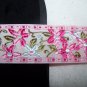 Vintage 1 3/8 Wide Over 5 Yds Flat Lace Embroidered Flowers Pink Green White