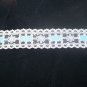 Vintage 1 1/8 x 8 Yards Flat Lace Trim Baby Blue & Cream Rectangle Floral Double Scallop