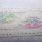 Vintage 1 1/2 Wide Floral Lace On White Pink Blue Yellow Flowers Over 3 yards
