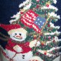 Tiara Womens Ugly Christmas Tree Sweater Skiing Snowman with USA Flag Beads & Sequins