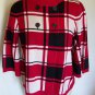 Luxe 360 Womens Sweater Shirt Large Top Double Breasted Red White Black Winter