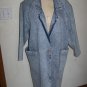 Vintage Womens APACHE Jacket Acid Wash Long Denim Duster Coat Huge Pockets Midi Length