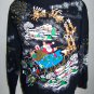 Vintage Tacky Ugly Christmas Party Sweatshirt Santa Reindeer Sleigh Glitter Paint