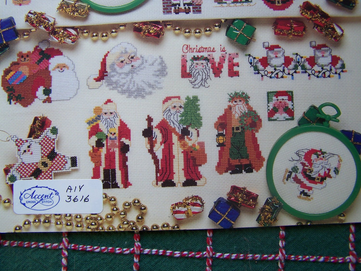 50 Santa Cross Stitch Patterns 3616 Sam Hawkins Ornaments Borders Ties ...