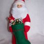 New Santa Christmas Tree Topper Centerpiece Green Felt Stocking Vintage Ornament
