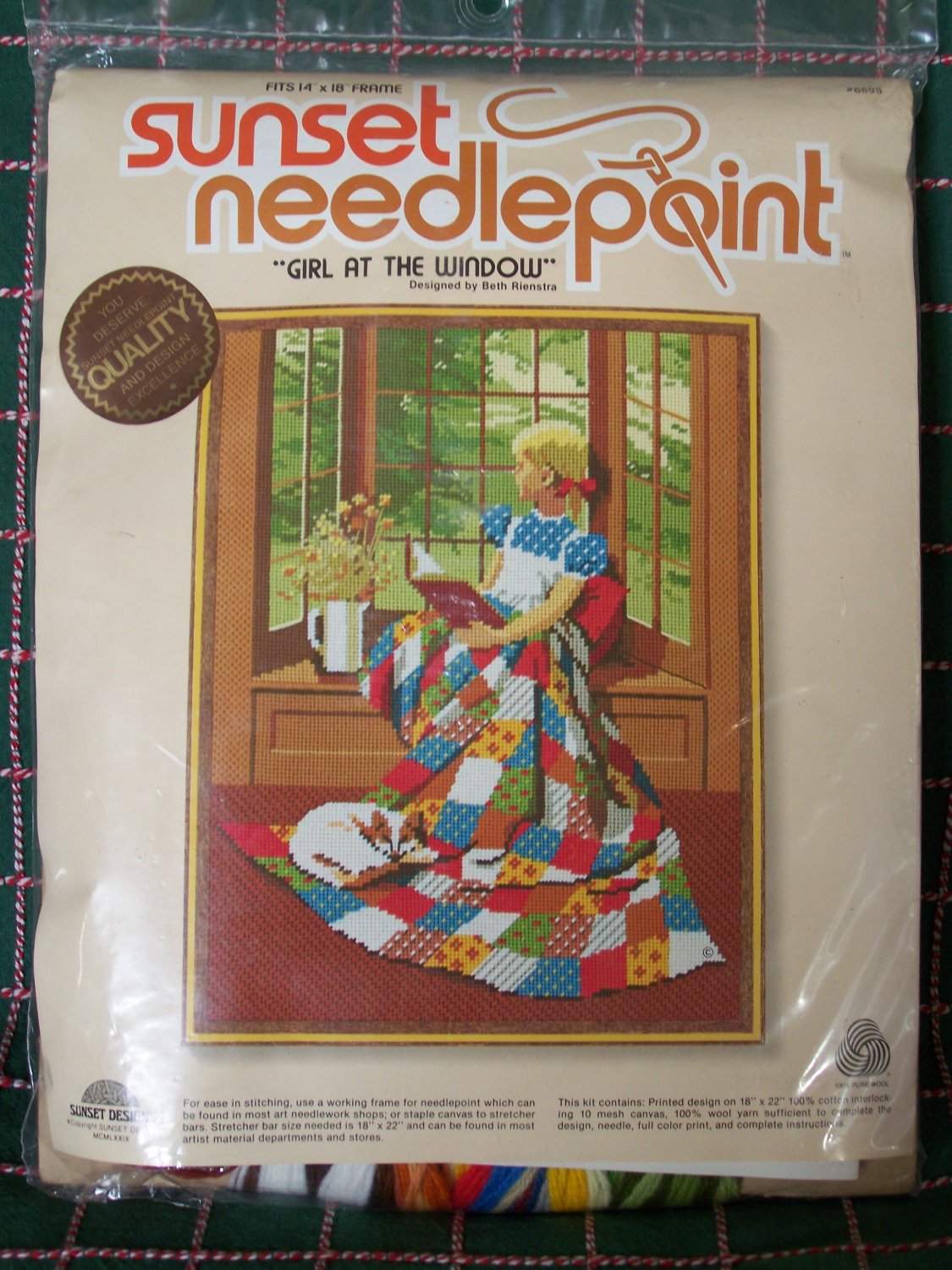 Vintage New Sealed Sunset Needlepoint Craft Kit Girl At The Window