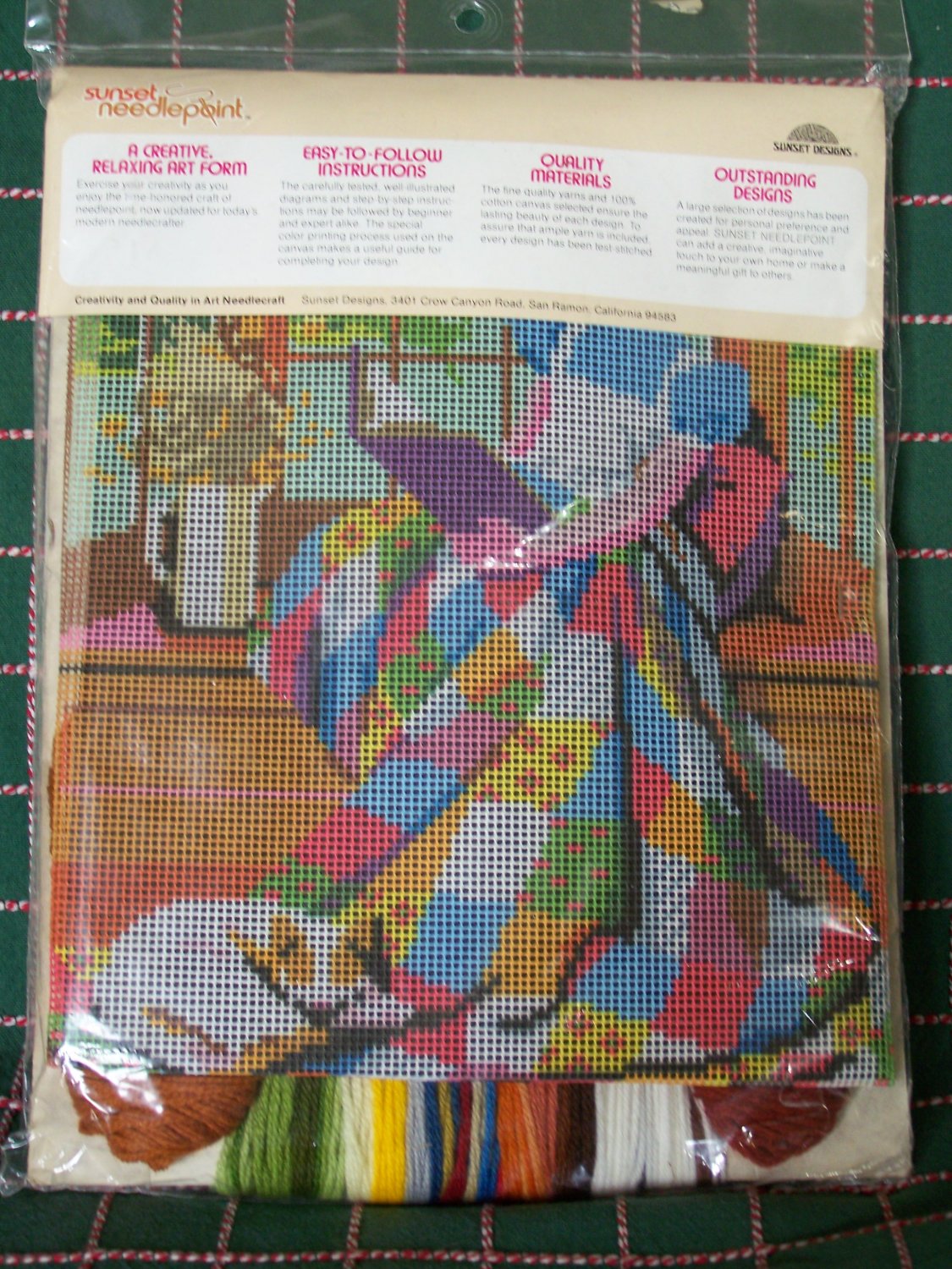 Vintage New Sealed Sunset Needlepoint Craft Kit Girl At The Window