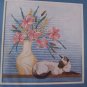 1980s Vintage Counted Cross Stitch Craft Kit Siamese Cat Art Deco Picture 50240