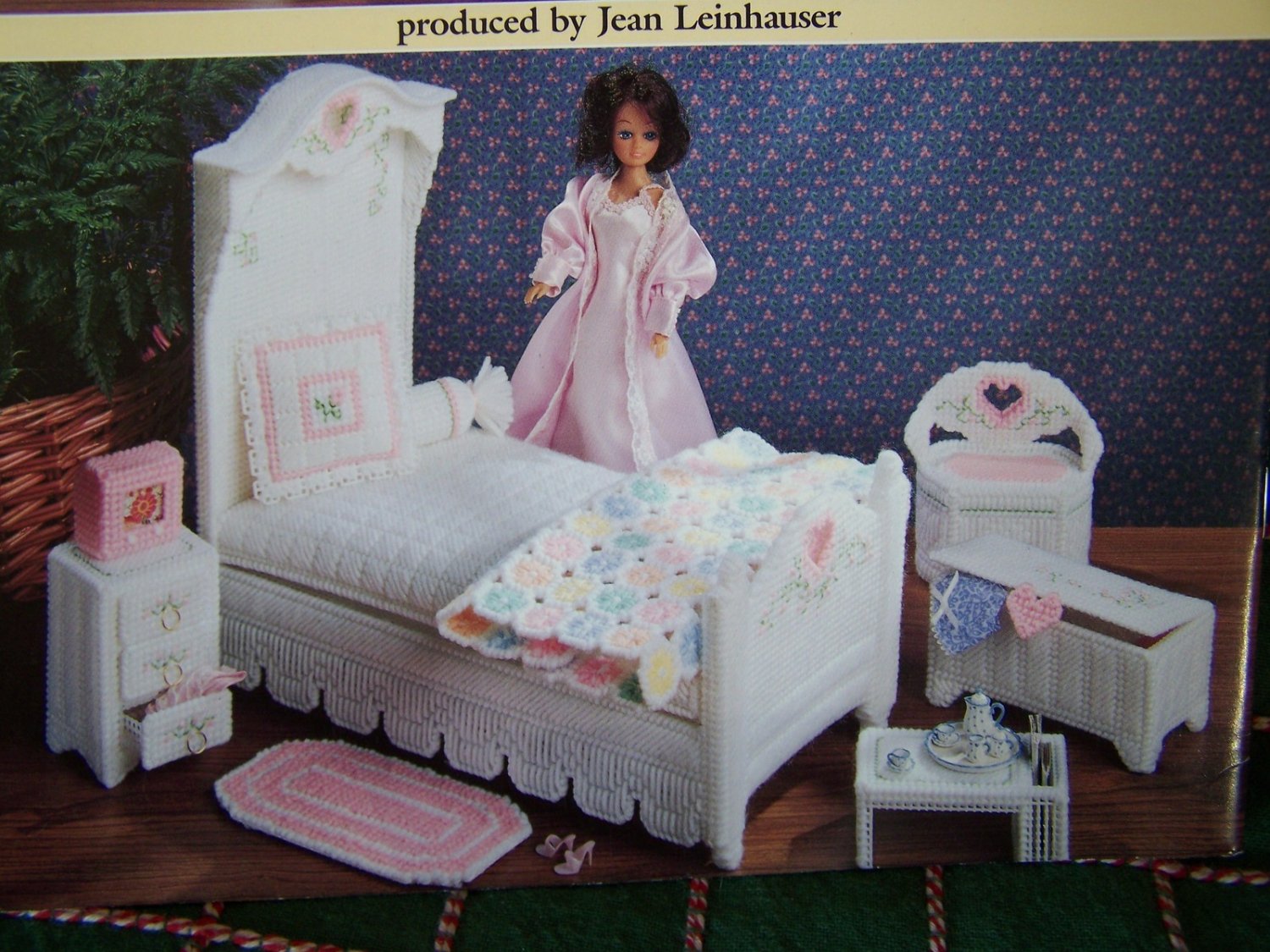 NEW Plastic Canvas Patterns Barbie Doll Hearts N Flowers Bedroom House