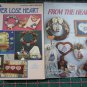 2 Lot VTG Country Cross Stitch Patterns Hearts Ornaments Wreath Pillow