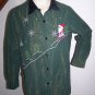 Womens 14 16 W Christmas Button Up Tunic Top Shirt Blouse Metallic Ugly Santa