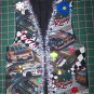 VTG Handmade Ugly Christmas Party Vest Race Stock Car Auto Racing Mens Womens