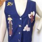 Handmade Christmas Vest Country Appliqued Angels Primitive Stars Folk Art Ugly Plus Size
