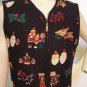 Ugly Christmas Quilted Vest Black With Ornaments Santa Angels Bells Nutcracker