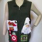Ugly Christmas Sweater Vest 1X NOEL Santa Head Reindeer Embroidered CJ Banks