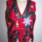 Ugly Christmas Vest XL Sleeveless Appliqued Santa Snowmen Snowflake