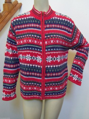 red and blue christmas sweater