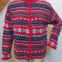 Large Unisex Ugly Christmas Sweater Zip Cardigan Red Blue Green Heirloom 2002