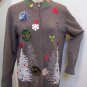 Ugly Christmas Tree Party Sweater Zip Up Cardigan reindeer Ornaments Snowflakes Thin Lightweight