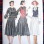 Vintage Vogue Sewing Pattern Sz 14 Pullover Dress Full SKirt Vest 9871
