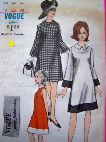 navy blue dress for baby girl 1970s Misses A-line Front Zippered Dress Vogue 7871 Vintage Sewing Pattern  Size 12 Bust 34 UNCUT main image 0