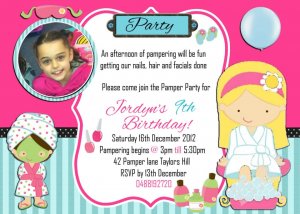 Pamper Party Invitations