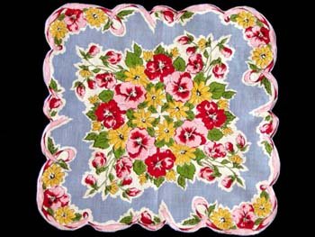 Vintage Floral Pansies Handkerchief