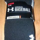 2 Pair Under Armour UA BASEBALL SOCKS Mens Heatgear 3034 Large Black