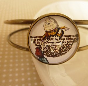 Humpty Dumpty Open Adjustable bracelet bangle (from Alice in Wonderland)
